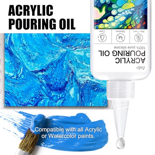 Limino Silicone Pouring Oil - 7oz, Pure, Non-Toxic, Odorless, Compatible with Acrylic or Watercolour, Cell Creation Activator
