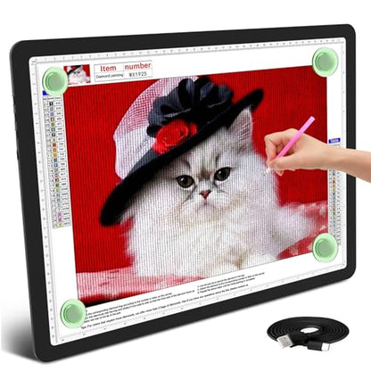 TSOCOS A3 Diamond Art Light Board, High-Brightness Light Pad with Side Physical Buttons & 6 Levels of Brightness, 3 Colors Magnetic Light Box for Tracing, Diamond Painting, Drawing, Weeding Vinyl - style: A3 (Non-rechargeable)