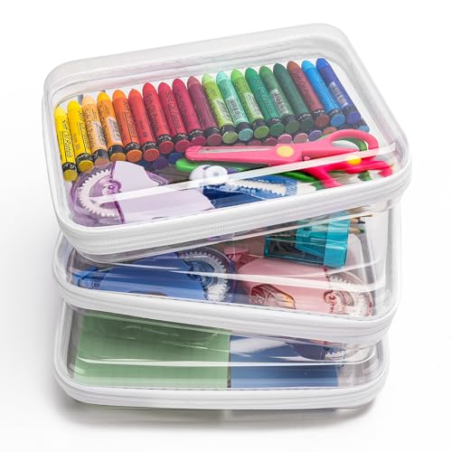 CoiiJoii 3PCS Clear Hard Shell Zipper Case,Portable Cosmetic Bag with Zipper, Diaper Bag Organizing Pouches, Kid's Toy Storage Organizer Bins,Hard Plastic Case, Christmas Storage Bins - color: White, size: M3
