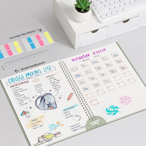 AHGXG Spiral Graph Paper Notebook, 140 Pages, B5 (7.6" x 10") | 100 gsm Thick Grid Paper, Waterproof Plastic Cover, for School Writing Engineering (Sage Green) - color: Sage Green, style: B5-Graph