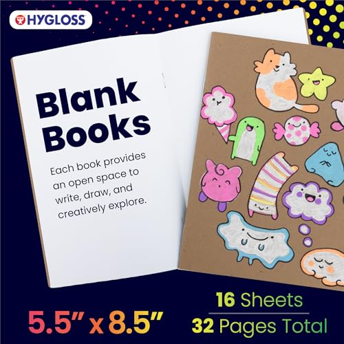 Hygloss Blank Books - Bulk 10 Pack – 5.5" x 8.5" A5 Kraft Paperback Blank Book for Kids to Write Stories, Doodle, Arts & Crafts – Plain Drawing Sketchbook, Unlined Journal, Notebook Without Lines - color: Kraft, style: 10 Books