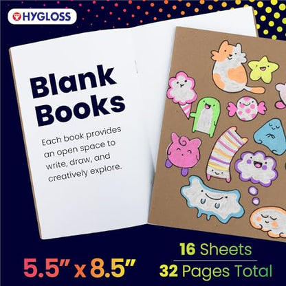 Hygloss Blank Books - Bulk 50 Pack – 5.5" x 8.5" A5 Kraft Paperback Blank Books for Kids to Write Stories, Doodle, Arts & Crafts – Plain Drawing Sketchbook, Unlined Journal, Notebook Without Lines - color: Kraft, style: 50 Books