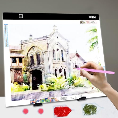 Mlife A2 LED Light Pad for Diamond Painting, Light Board USB Powered Tracing Light with Stand & 4 Fasten Clips - style: A2 kits