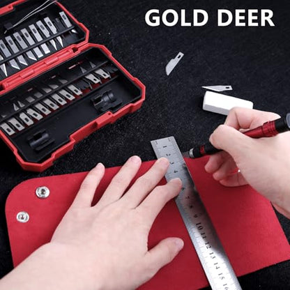29PCS Exacto Knife Set Hobby Knife Cutter Knife Precision Cutter Hobby Knife Blades Set for Art Work Scrapbooking Stencil Architecture Modeling Wood Leather Working