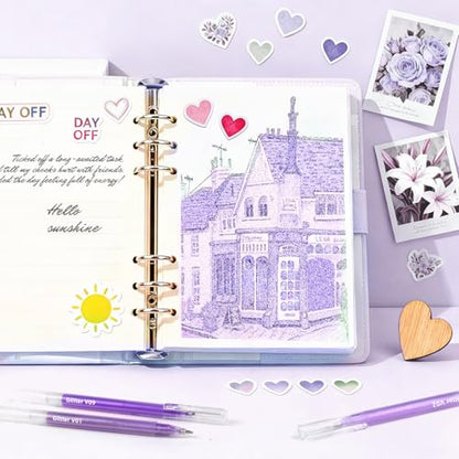 12 Purple Glitter Gel Pens Set, 1.0 mm Fine Point for Black Paper & White Paper, Large Capacity Pens for Journaling, Adult Coloring Books, Drawing, Note Taking, Highlighting - color: purple