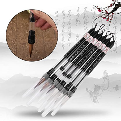 LiebeWH Water Brush Pen Set 6Pcs Refillable for Watercolor Painting Chinese Calligraphy Hand Lettering Travel Art Supplies Beginners and Professionals
