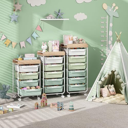 APEXCHASER Utility Cart with 4 Drawers, Art Cart for Teacher Kid, Green - color: Green, size: 4-Drawers