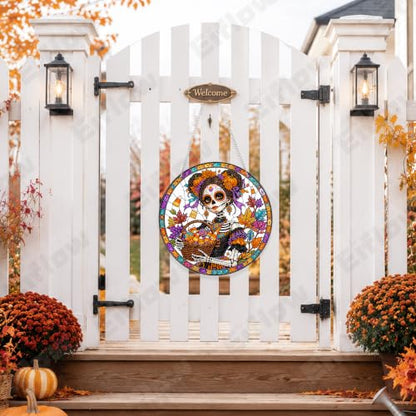 Eiflow Acrylic Diamond Art Hanging Kit for Adults Halloween Skull, DIY Diamonds Painting Door Hanger Board Kit, Special Crystal Diamond Art Painting Pendant Ornament - color: Skull Girl