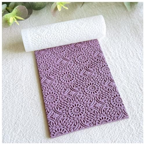 KEOKER Polymer Clay Texture Roller Making Earrings, Like Polymer Clay Texture Sheets, Great Work with Polymer Clay Cutters - color: Floral B