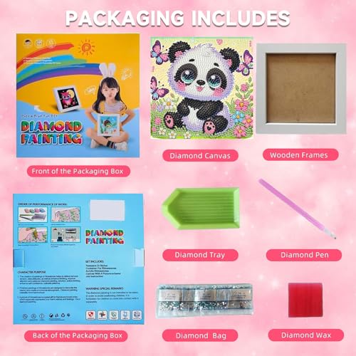 Arttoplus Panda Diamond Art Painting Kits for Kids with Frame 7x7 inch - color: CC966-US