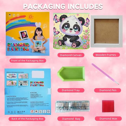 Arttoplus Panda Diamond Art Painting Kits for Kids with Frame 7x7 inch - color: CC966-US