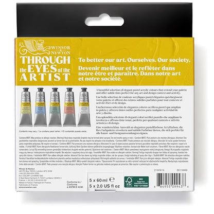 Winsor & Newton Galeria Acrylic Paint Set, 5 x 60ml (2-oz) Tubes, Pastel | Introductory Acrylic Paint made with Professional Pigments, Perfect for Beginners, Buttery Texture, High Tinting Strength - size: 2 Fl Oz (Pack of 5), style: 5 x 60ml (2-oz) Tubes,