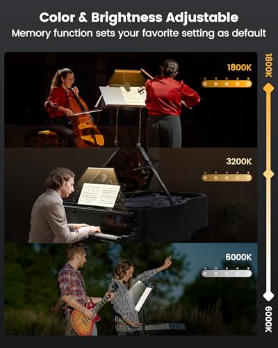 Glocusent 81 LED Music Stand Light, 3 Color & 5 Brightness Piano Lamp | Rechargeable & 150Hrs Runtime, 3 Colors & 5 Brightness Piano light with Shield, Professional Clip On Light for Piano Players - color: Black-Wider Light Bar