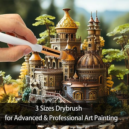 UNIMEIX Dry Brush Miniature Painting Drybrush Detail Paint Brush Set Hobby Detail Blending Brushes for Effortless Watercolor Brushes Scale Model Painting (12 Pack) - color: White