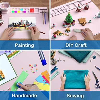 Creator 20"x16" Silicone Painting Mat with Cup - Nonstick Sheet for Resin Jewelry Casting, Art, DIY, Drawing, Clay and Play Doh - color: Pink