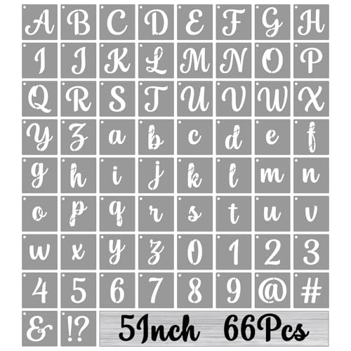 BAMIDELE 5 Inch Alphabet Letter Stencils for Painting, 66 Pcs Reusable Plastic Calligraphy Letter Stencils and Numbers Template Kit for Painting on Wood, Chalkboard, Fabric, Door Porch, Wall Art - size: 5 Inch