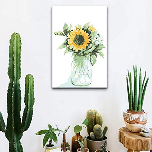 Ginkko Framed Paint by Numbers Kit for Adults 8X 12 inch, Vase Flowers - color: sunflower framed, size: 8x12 Inch