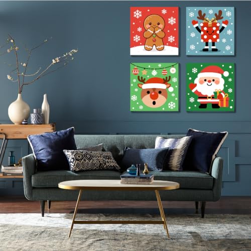 Mrnsiet 4 Pack Framed Paint by Numbers Kit for Kids, Christmas Easy Paint by Numbers for Kids Ages 8-12, DIY Acrylic Oil Painting Drawing Kit for Children Beginner 8x8 Inch - color: DKMT0991+DKMT0992+DKMT0993+DKMT0994-US