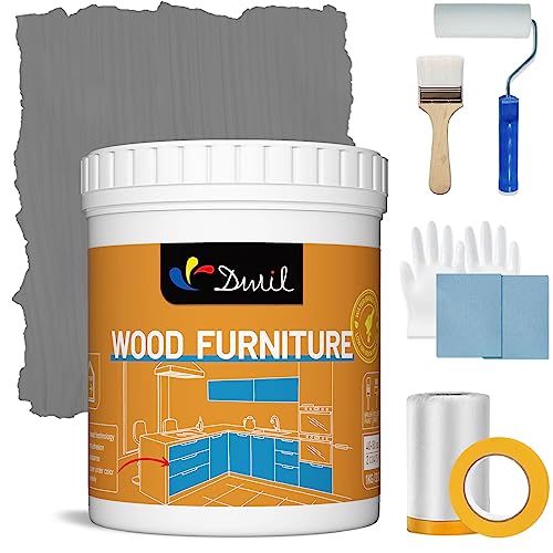 DWIL Acrylic Wood Paint for Furniture - Semi-Gloss Paint Suitable for Wood Surface Renovation, Water-Based All match Paint, Non-Toxic & Odorless, Eco-Friendly & Healthy (32OZ, Dark Grey) - color: Dark Grey