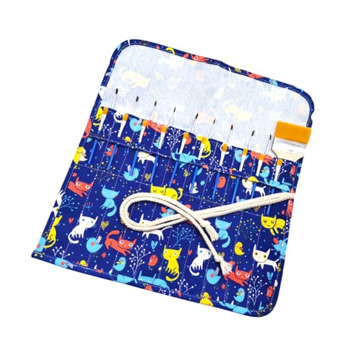 Funny live Paint Brush Holder Art Supplies, Artist Paint Brush & Storage Organizer Roll-Up Case Bag, Protect Acrylic Oil Watercolor Paintbrushes (Cat and Bird 20 Slot Pockets) - color: Cat and Bird 20 Slot Pockets