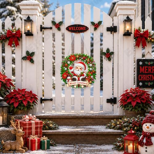 Eiflow Acrylic Christmas Diamond Art Hanging Kit for Adults Santa Claus, DIY Diamonds Painting Door Hanger Ornament Kit Wreath Crystal Diamond Art Painting Wall Window Hanging Pendant - color: Santa Claus