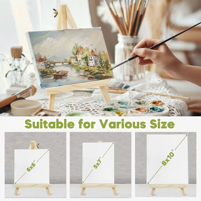 CONDA 4 Pack 9 Inch Wood Easels, Easel Stand for Painting Canvases, Art, and Crafts,Tripod,Painting Party Easel,Kids Student Tabletop Easels for Painting,Portable A-Frame Tripod Tabletop Easel Set - style: 4 Pcs