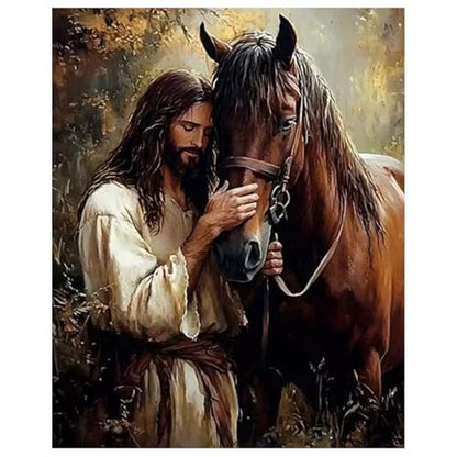 Paint by Numbers Kit for Adults, Adult Paint by Number Kits 16x20 Inch - color: Jesus and the Horse