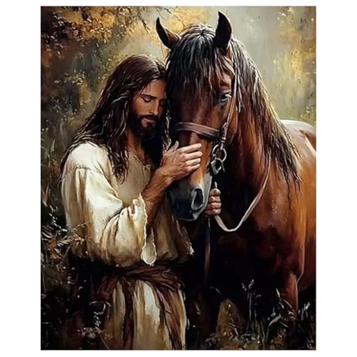Paint by Numbers Kit for Adults, Adult Paint by Number Kits 16x20 Inch - color: Jesus and the Horse