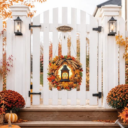 Eiflow Acrylic Diamond Art Hanging Kit for Adults Fall Wreath, DIY Diamonds Painting Door Hanger Board Kit, Special Crystal Diamond Art Painting Pendant Ornament (Lantern) - color: Lantern Wreath