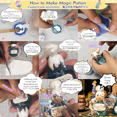 Fairy Potion Resin Shaker Silicone Mold Set with Manual - color: 7 bottles