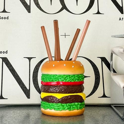 Hamburger Pencil Holder Cute Pen Holder for Desk, Stand Makeup Brush Holder, Decorative Organizer for Home Office School