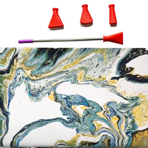 Stainless Steel Straw Blow Nozzles Set for Acrylic Paint Pouring Tools, Accessories Tool for Fluid Art Bloom and Dutch Pouring,4 Set Nozzles - color: Red
