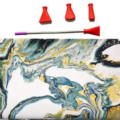 Stainless Steel Straw Blow Nozzles Set for Acrylic Paint Pouring Tools, Accessories Tool for Fluid Art Bloom and Dutch Pouring,4 Set Nozzles - color: Red