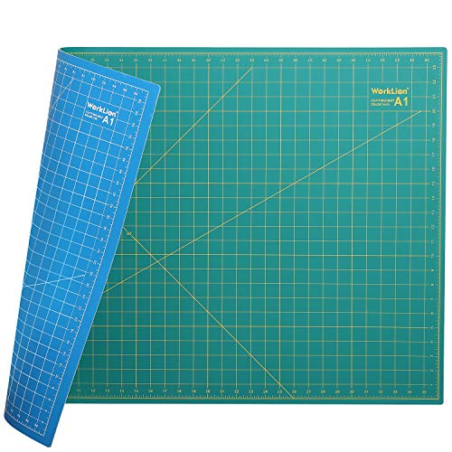 WORKLION 24" x 36" Large Self Healing PVC Cutting Mat, Double Sided, Gridded Rotary Cutting Board for Craft, Fabric, Quilting, Sewing, Scrapbooking - Art Project… - color: Green/Blue, size: 36"L x 24"W