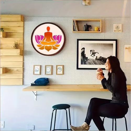 24pcs Lotus and Buddha Stencil Spiritual Symbol Templates Reusable Mandala Templates with Intricate Floral Design for DIY Wall Art, Wood Signs, Fabric, Canvas & Tile | Home Decor Craft Supplies