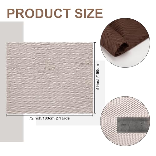 59" x 72"(2 Yards) Brown Mesh Fabric | Slightly Stretchy for Sewing Projects, Backpack Pocket and Straps, Netting Clothes and Shopping Bag - color: Brown