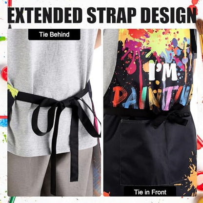 Painting Artist Apron with Pockets, Waterproof Painting Aprons for Adults, Adjustable Art Apron Bib Apron - color: Style 5