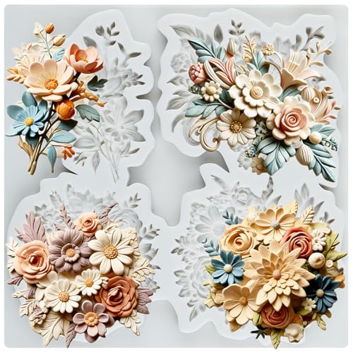 Flower Polymer Clay Mold Daisy Flower Leaves Silicone Molds - color: Style H
