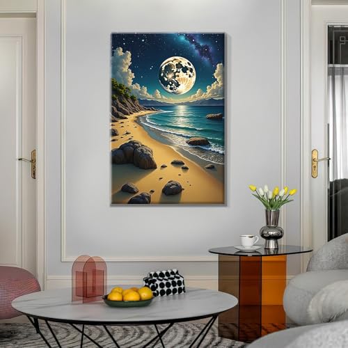 ATDMS Moon Paint by Numbers Kit for Adults with Frame 8x12 Inch - color: Moon 272