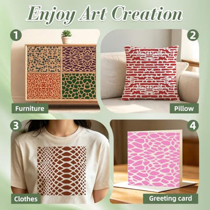 Texture Stencils for Crafts Reusable 9Pcs Stencils(7.8X7.8 Inch) - color: Texture 17