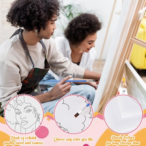 Sherr 285 Pcs 30 Sets Sip and Paint Kit for Adults,Fashion | Pre Drawn Canvas to Paint for Adults, Acrylic Paints, Brushes, Easels, Date Night, Birthday Party Gifts - style: Charming Lady