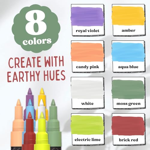 Chalkola 8 Liquid Chalk Markers, 1mm Extra Fine Tip for Chalkboard Signs | Washable Pastel Chalk Pens (8 Pack) for Blackboard, Window, Calendar, Bistro, Glass, Car - Erasable Ink Chalkboard Markers - size: Extra Fine Tip - 1mm
