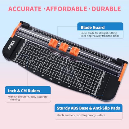 A4 Paper Cutter Slider 12 Inch Paper Trimmer Photo Cutter, Black - color: Black