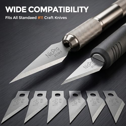 Nicpro 240 PCS Hobby Blades Set SK-5, Art Utility #11 Blades Refill Cutting Tool with Storage Case for Craft, Hobby, Scrapbooking, Stencil - 2 Pack of Case - size: #11 240pcs