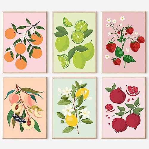 cupmod 6Pack Paint by Number for Adults and Kids,DIY Acrylic Painting Paint by Numbers Kits on Canvas Without Frame,Fruit Oil Painting for Home Wall Decor 7.8x11.8inch, MT11375-MT11380 - color: MT11375-MT11380