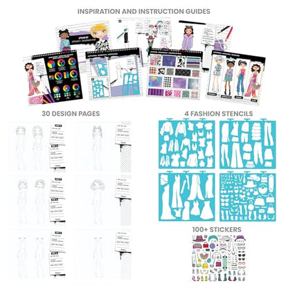 Fashion Angels Streetwear Design Portfolio | Includes 30 Sketch Sheets, Stencil Sheets, Stickers & Inspiration Guide, Ideal Drawing Kit for Girls Ages 6+ - color: Streetwear Design
