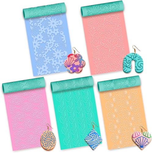 beinkmake 5Pcs Ocean Pattern Polymer Clay Texture Rollers, Plastic Clay Tools with Storage Case for DIY Jewelry Making, Scrapbooking, Pottery Crafting - color: Ocean Pattern