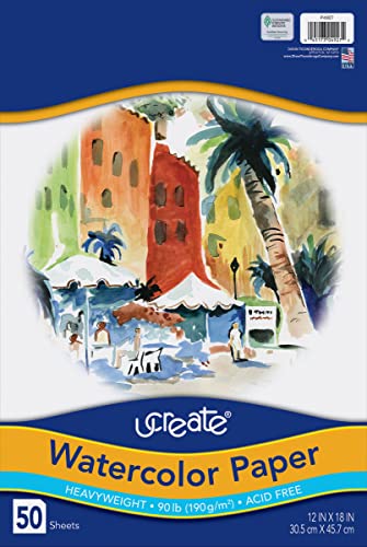 UCreate Watercolor Paper, Stack One Color, Wet Media, Art Paper - size: 12" x 18"