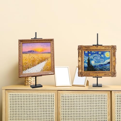 Adjustable tabletop easel stand Up to 29.5 Inch Black Metal picture frame stand Picture easels for display Picture holders for Wedding Home Exhibition Art Photo