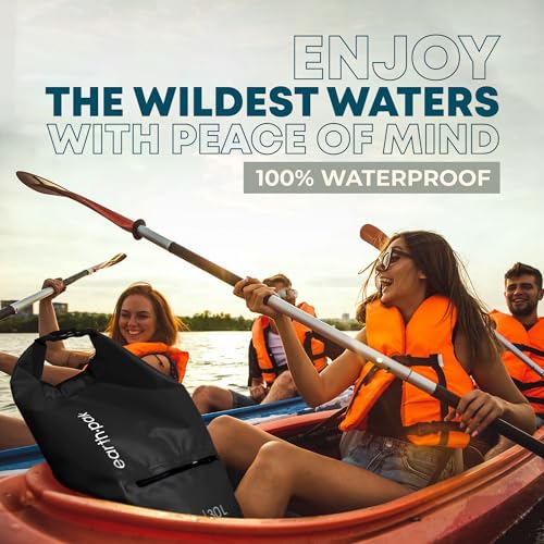 Earth Pak Waterproof Dry Bag with Zippered Pocket - Waterproof Dry Bag Backpack Keeps Gear Dry - color: Black, size: 20L
